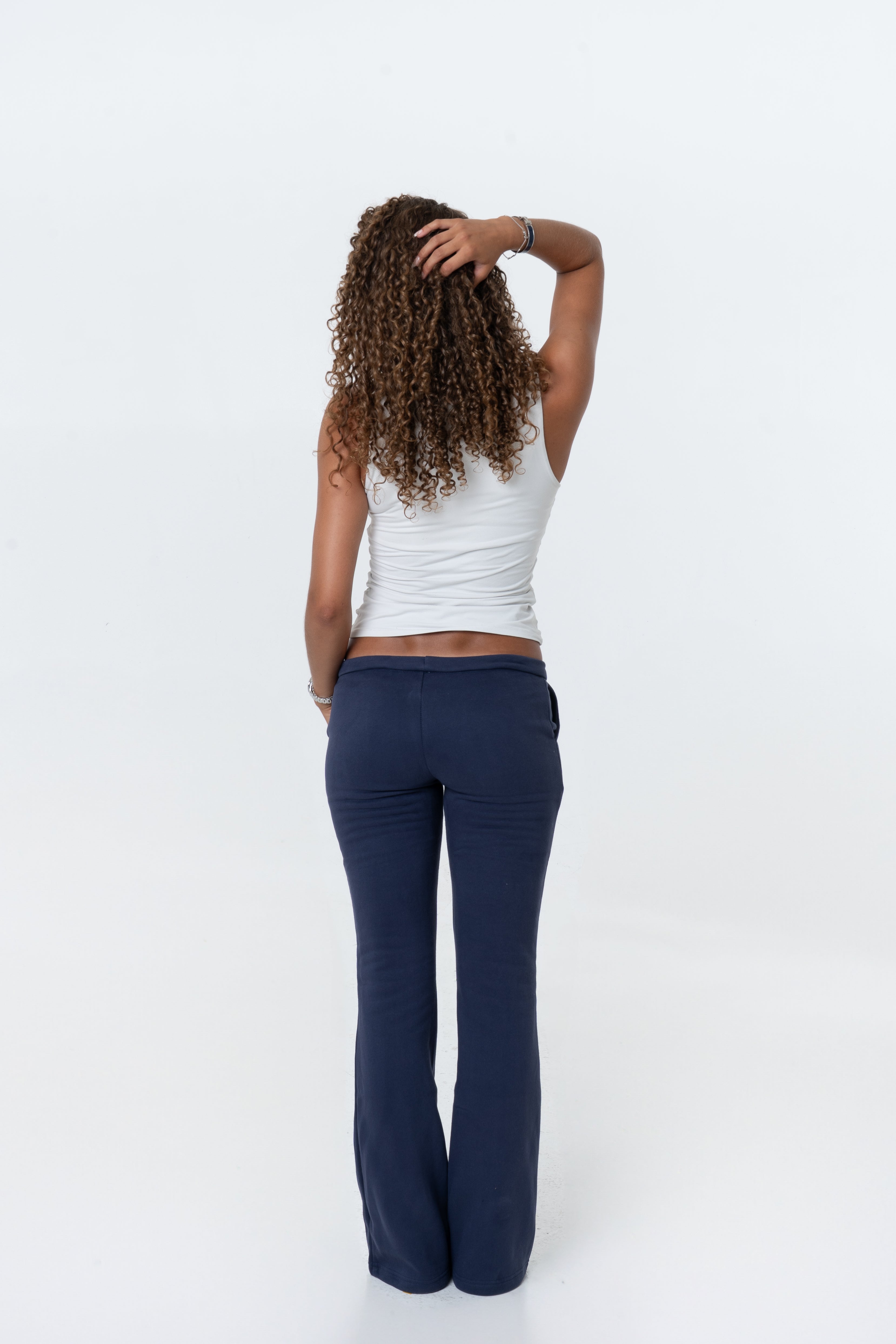 Marinblå low bootcut sweatpants