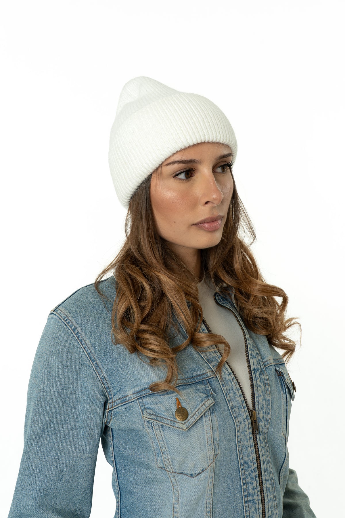 White rib beanie