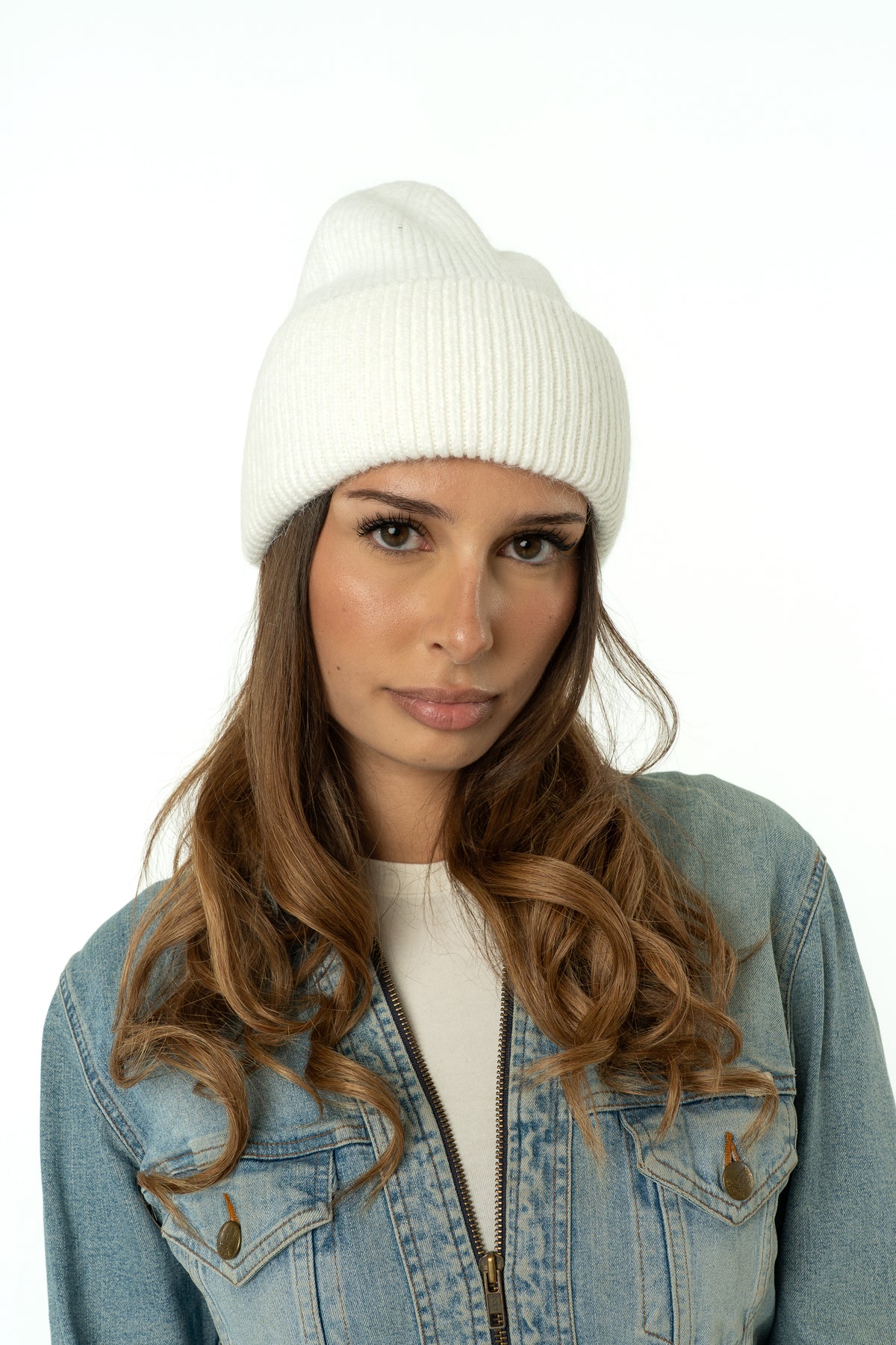 White rib beanie