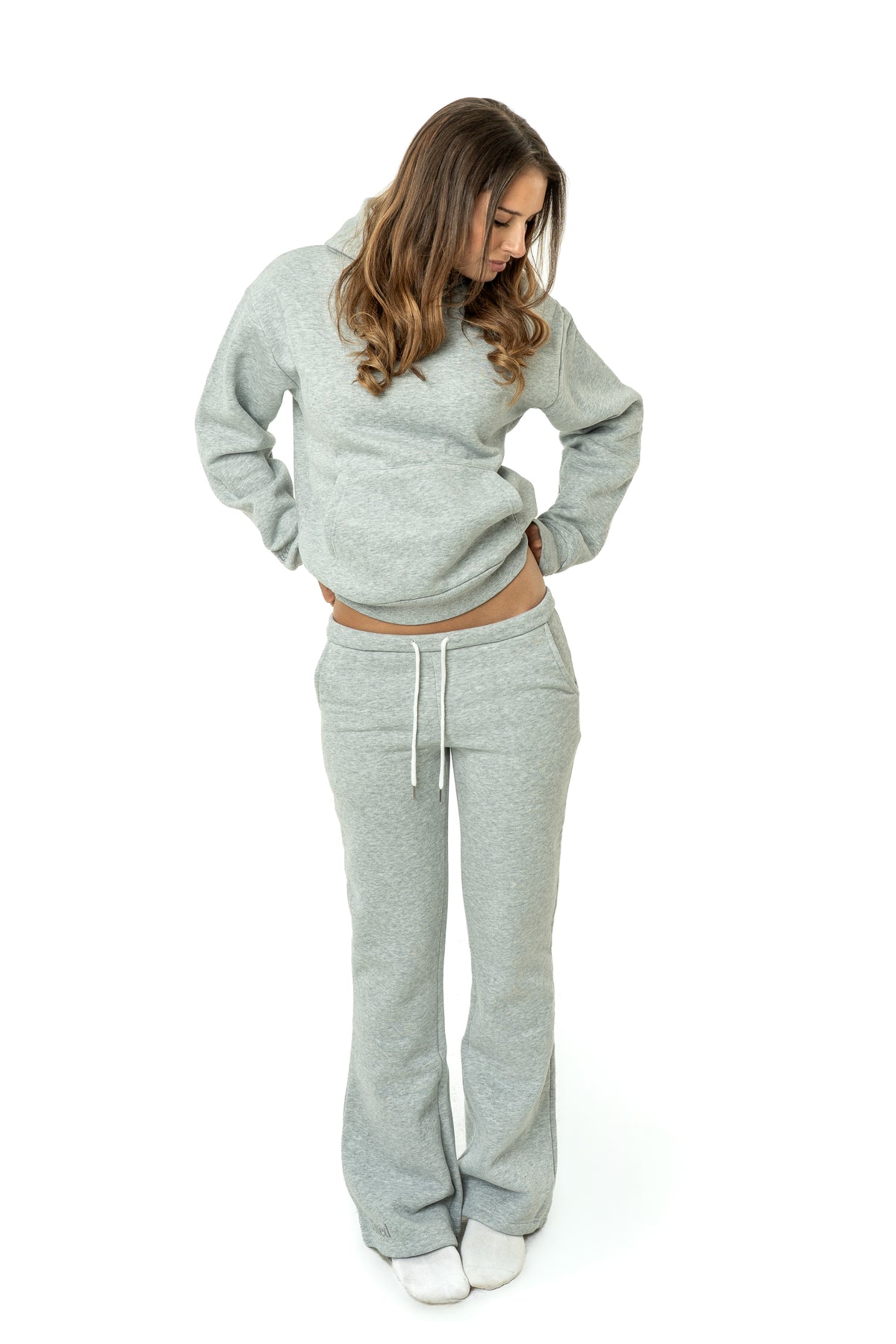 Gray low bootcut sweatpants