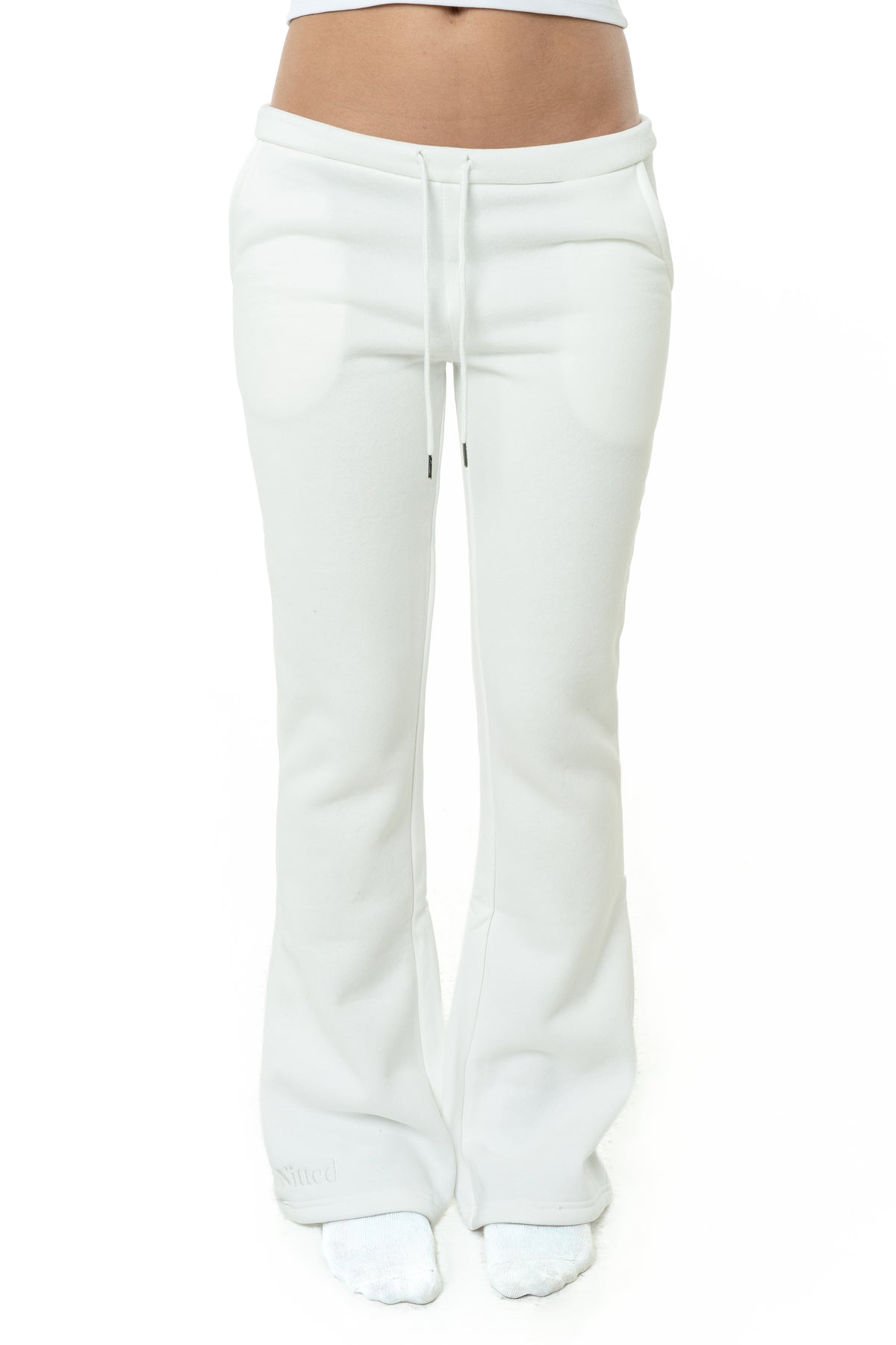 White low bootcut sweatpants
