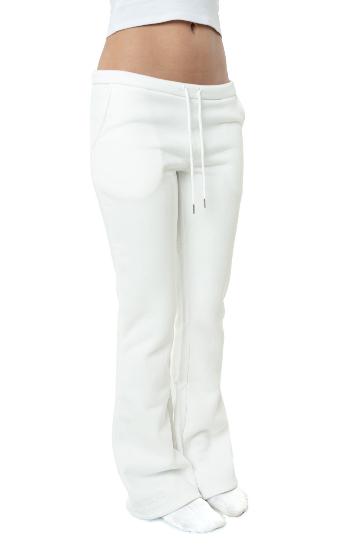 White low bootcut sweatpants